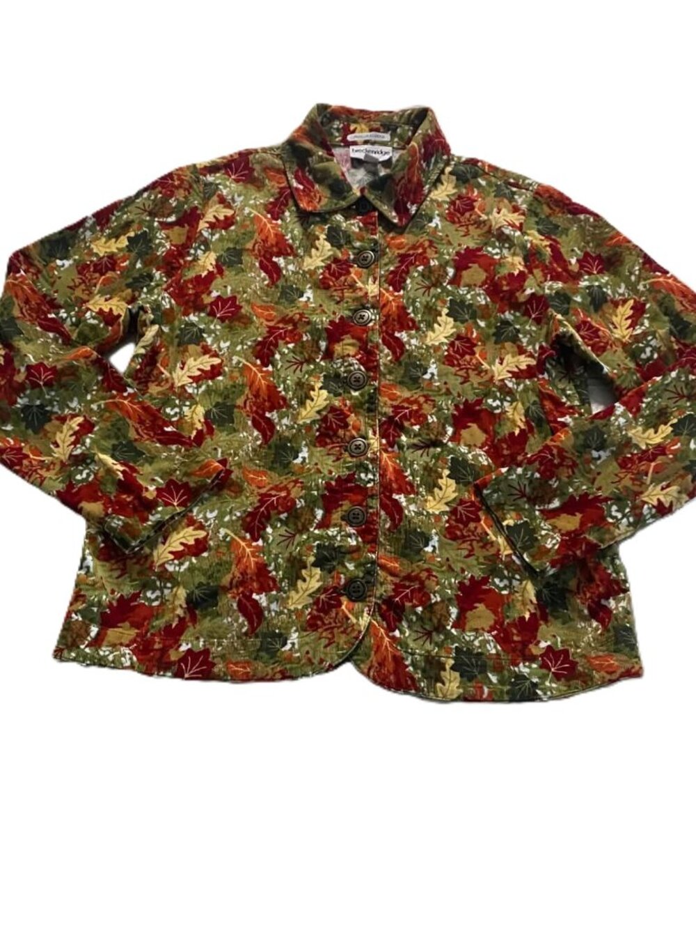 Vintage Breckenridge Floral Corduroy Button Down Shirt Women's S Cotton
